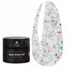 Глиттер F.O.X Glow Glitter Gel Love Edition 011 молочно-белый с сердечками, голографическими шестиугольниками и серебряной поталью 5 мл (GG-011) - Фото №1