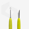 Manicure spatula Staleks Gummy with yellow silicone handle UNIQ 11 TYPE 2 (beveled pusher + ring) - Фото №2