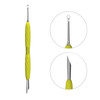 Manicure spatula Staleks Gummy with yellow silicone handle UNIQ 11 TYPE 2 (beveled pusher + ring) - Фото №1