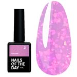 NAILSOFTHEDAY Potal №21 hybride base roze met veelkleurige potal 10 ml