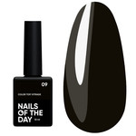 Топ NAILSOFTHEDAY Color top Vitrage 09 без липкого слоя полупрозрачный черный 10 мл