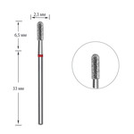 Diamant manicurefrees Staleks EXPERT ronde cilinder rood diameter 2,3 mm / werkend deel 6,5 mm