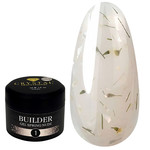 Gel voor extensions Crystal Builder Gel Spring Nude 1 melkachtig met gedroogde bloemen 15 ml