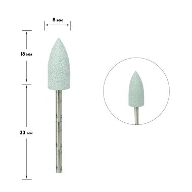 Tufi profi PREMIUM siliconen manicure snijder, scherpe kegel, medium korrel, grijs (408W) - Фото №1