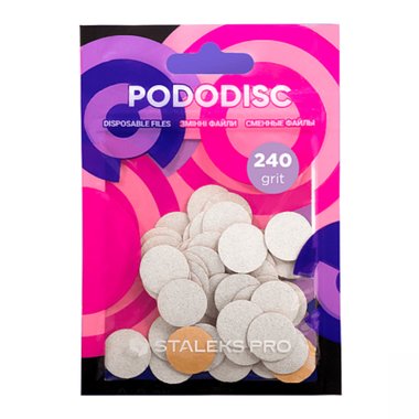 White refill pads for pedi disc Staleks Pro S 240 grit (50 pc) - Фото №1