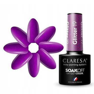 Claresa GLITTER 19 paarse hybride nagellak met glans 5 ml - Фото №2