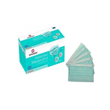 Медицинская маска Opharm бирюзовая 50 шт - Фото №2