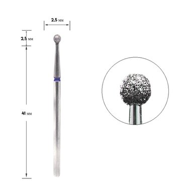 Diamantfräser Bit, blaue Kugel, Durchmesser 2,5 mm - Фото №1