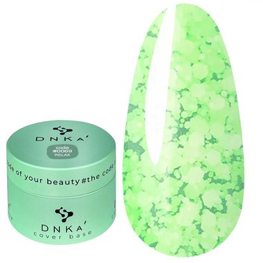 Base DNKa Cover  Base №0069 Relax grün mit weißen Flocken 30 ml - Фото №1