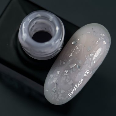 База NAILSOFTHEDAY Potal №010 розовый с серебряной поталью 10 мл - Фото №2