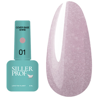 Siller Cover Shine Hybrid Base №01 delicaat roze met deeltjes 8 ml (u0000002632) - Фото №1