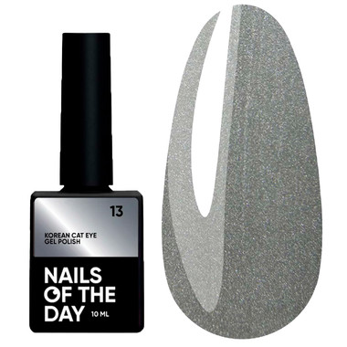 NAILSOFTHEDAY Koreaanse cat eye 13 hybride nagellak donkergrijs met "cat eye" effect 10 ml - Фото №1