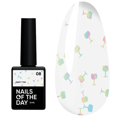 Top NAILSOFTHEDAY Party Top 08 mit holografischer Brille 10 ml - Фото №1