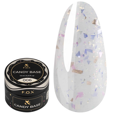 База F.O.X Candy Base 006 молочный с блестками и фиолетово-розовой поталью 10 мл - Фото №1