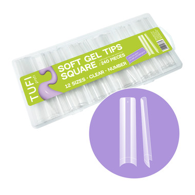 Гелевые типсы TUFI profi Half Cover Soft Gel Tips Квадрат Прозрачные 240 шт (0326341) - Фото №1