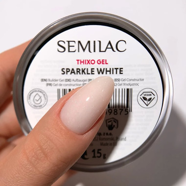 Gel voor extensions Semilac Thixo Gel Sparkle White 15 g - Фото №2