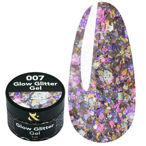 Глиттер F.O.X Glow Glitter Gel 007 радужный 5 мл - Фото №1