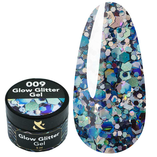Глиттер F.O.X Glow Glitter Gel 009 бирюзовый 5 мл - Фото №1