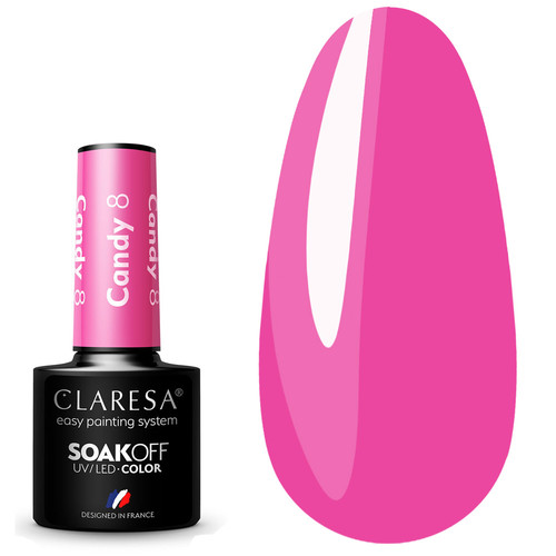 Лак для ногтей Claresa Hybrid CANDY 8 ярко-розовый, 5г