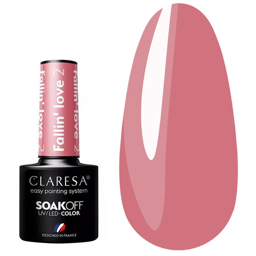 Гибридный лак для ногтей Claresa FALLIN LOVE 2 коричнево-розовый, 5 г
