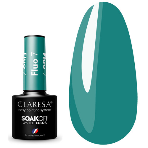Гибридный лак для ногтей Claresa FLUO 7 бирюзовый, 5г