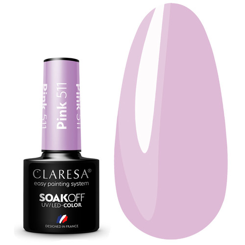 Лак для ногтей Claresa Hybrid PINK 511 светло-фиолетовый, 5г