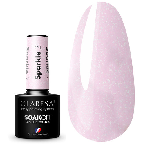 Лак гибридный Claresa SPARKLE 2, жемчужно-розовый, 5г