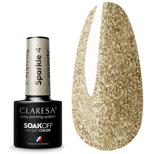 Лак для ногтей Claresa Hybrid SPARKLE 4 блестящее золото, 5г