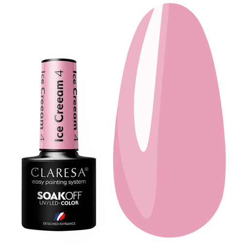 Лак для ногтей Claresa ICE CREAM 4 розовый гибридный, 5г