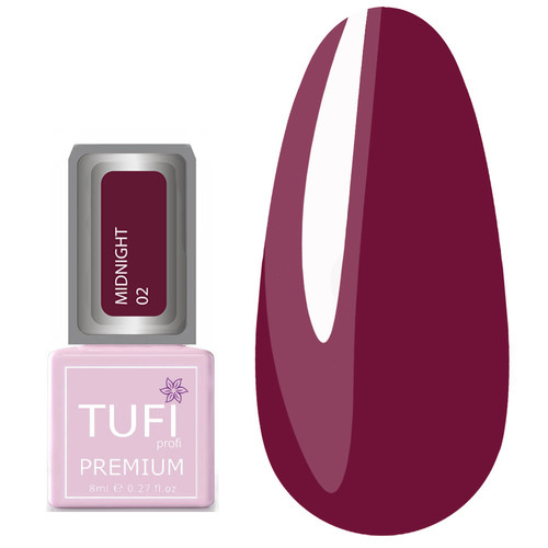 Гель-лак TUFI profi PREMIUM Midnight 02 темный фрез 8мл (0102620) - Фото №1