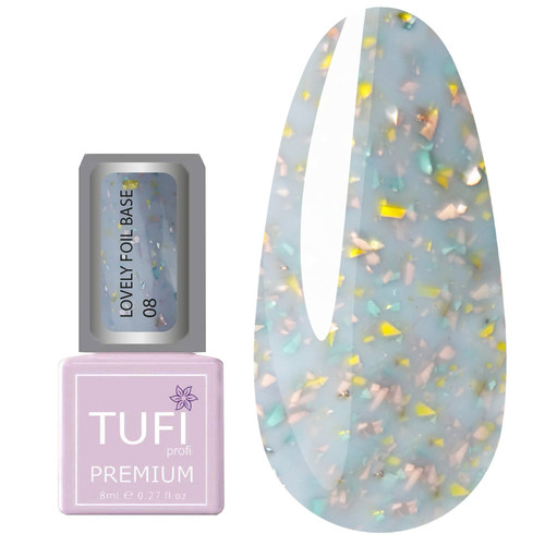 База TUFI profi PREMIUM Lovely Foil Base с фольгой 08 синий туман 8 мл (0196364) - Фото №1