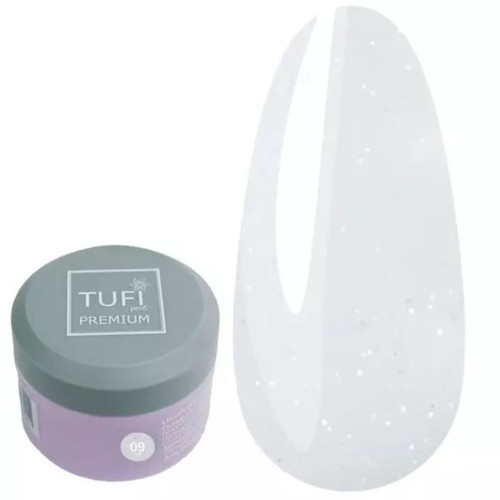 LED/UV гель для наращивания с шимером TUFI profi PREMIUM Gel 09 White Frost 5 г (0105920) - Фото №1