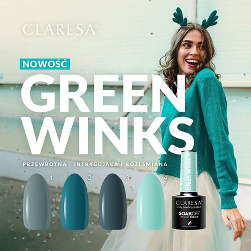 Лак для ногтей Claresa GREEN WINKS 3 гибридный темно-зеленый 5 г - Фото №2
