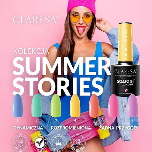 Claresa SUMMER STORIES 4 желтый гибридный лак для ногтей 5 г - Фото №6