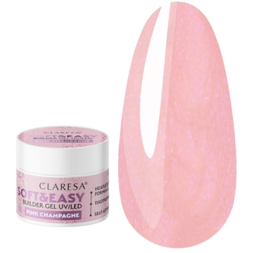 Гель для наращивания Claresa SOFT&EASY BUILDER GEL PINK CHAMPAGNE 12 г - Фото №1