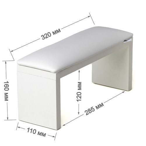 Подлокотник ECOSTAND Wood белый на белых ножках 320х160х110 мм - Фото №3