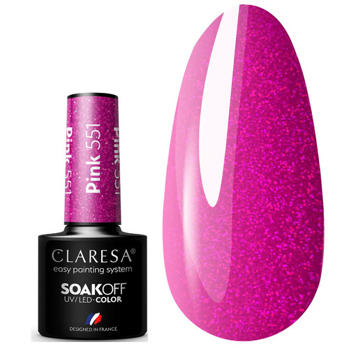Гель-лак Claresa PINK 551 яркий розовый с шиммером 5 мл - Фото №1