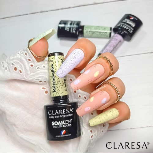 Claresa MARSHMALLOW 9 hybride nagellak lichtgroen met kruimels 5 ml - Фото №2
