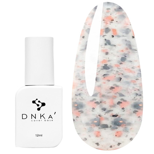 База DNKa Cover  Base №048 мраморный бело-молочный с черными частицами разного размера и частицами потальи 12 мл