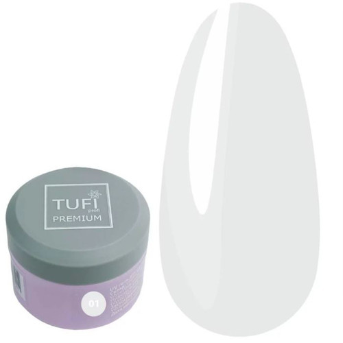 UV гель для наращивания TUFI profi PREMIUM Builder Gel 01 Milky 15 г - Фото №1
