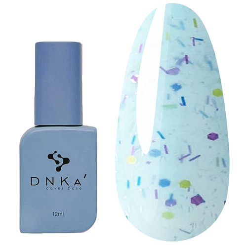База DNKa Cover  Base №0058 Chilly голубой с фиолетовыми, синими и желтыми хлопьями 12 мл