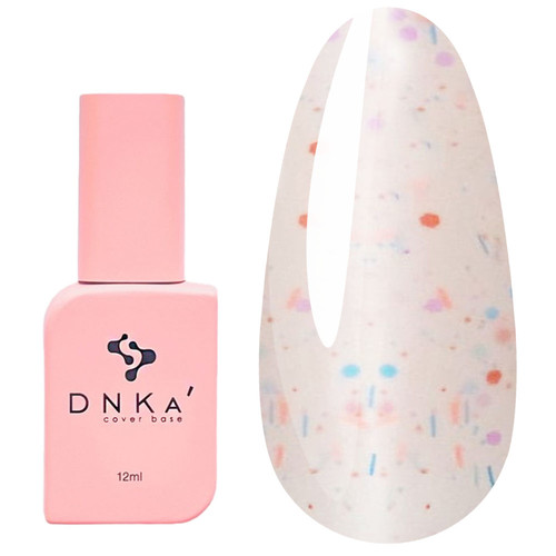 База DNKa Cover  Base №0062 Mellow розовый с красными, розовыми и голубыми хлопьями 12 мл