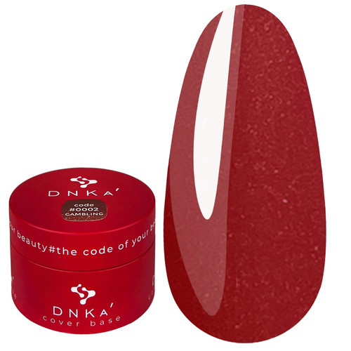 База для ногтей DNKa Cover Base №0002 Gambling классический красный с золотым шиммером 30 мл (DNKA0002-30) - Фото №1