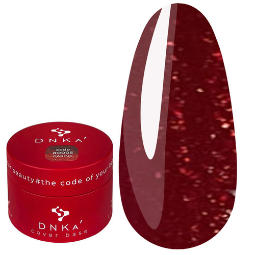База для ногтей DNKa Cover Base №0005 Daring красный с золотым и красным шиммером 30 мл (DNKA0005-30) - Фото №1