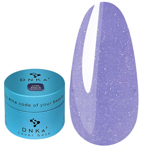 База для ногтей DNKa Cover Base №0015 Cosmic васильковый с серебряным шиммером 30 мл (DNKA0015-30) - Фото №1