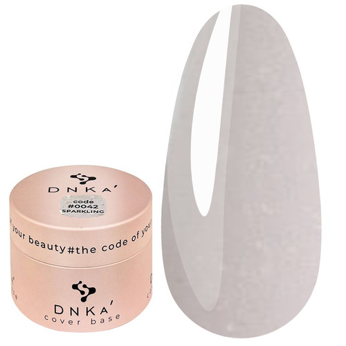 База для ногтей DNKa Cover Base №0042 Sparkling холодный молочно-розовый с блестками опал 30 мл (DNKA0042-30) - Фото №1