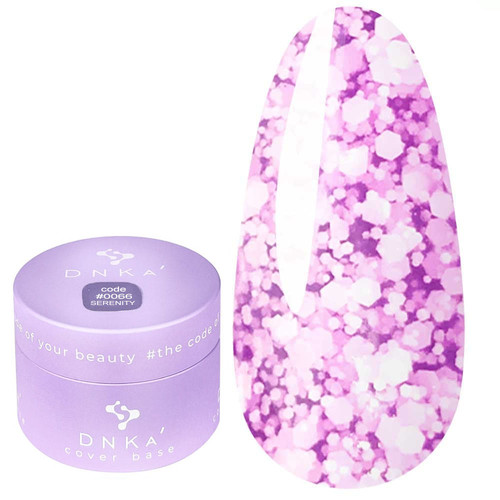База для ногтей DNKa Cover Base №0066 Serenity фиолетовый с белыми хлопьями 30 мл (DNKA0066-30) - Фото №1
