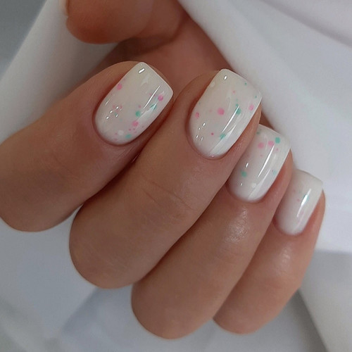 База NAILSOFTHEDAY Potal №28 молочный с разноцветной поталью 10 мл - Фото №3