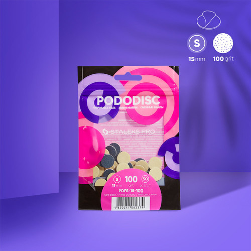 Сменные файлы на мягкой основе для педикюрного диска PODODISC STALEKS PRO S 100 грит (50 шт) - Фото №3