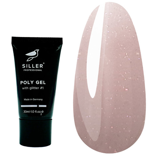 Моделирующий полигель Poly Gel Siller Glitter №1 бледно-персиковый 30 мл - Фото №1
